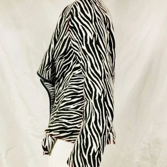 New Yoana Baraschi Jacket Drape Front Long Sleeves Zebra Size 4 - Picture 6 of 11